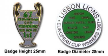 Celtic Lisbon Lions Badges Celtic European Champions Lisbon Pin Badges