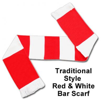 Traditional Red and White Bar Scarf
