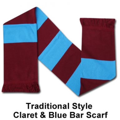 Claret & Blue Bar Scarf Traditional Football Bar Scarf