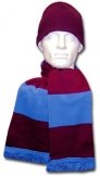 Claret & Blue Hat & Scarf Set 