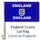 England 3 Lions Car Flag 
