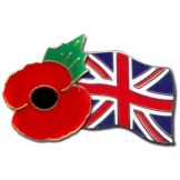 Poppy & Union Flag Pin Badge England