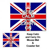 Keep Calm & Carry On Mouse Mat & Coaster Set England