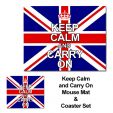 Keep Calm & Carry On Mouse Mat & Coaster Set